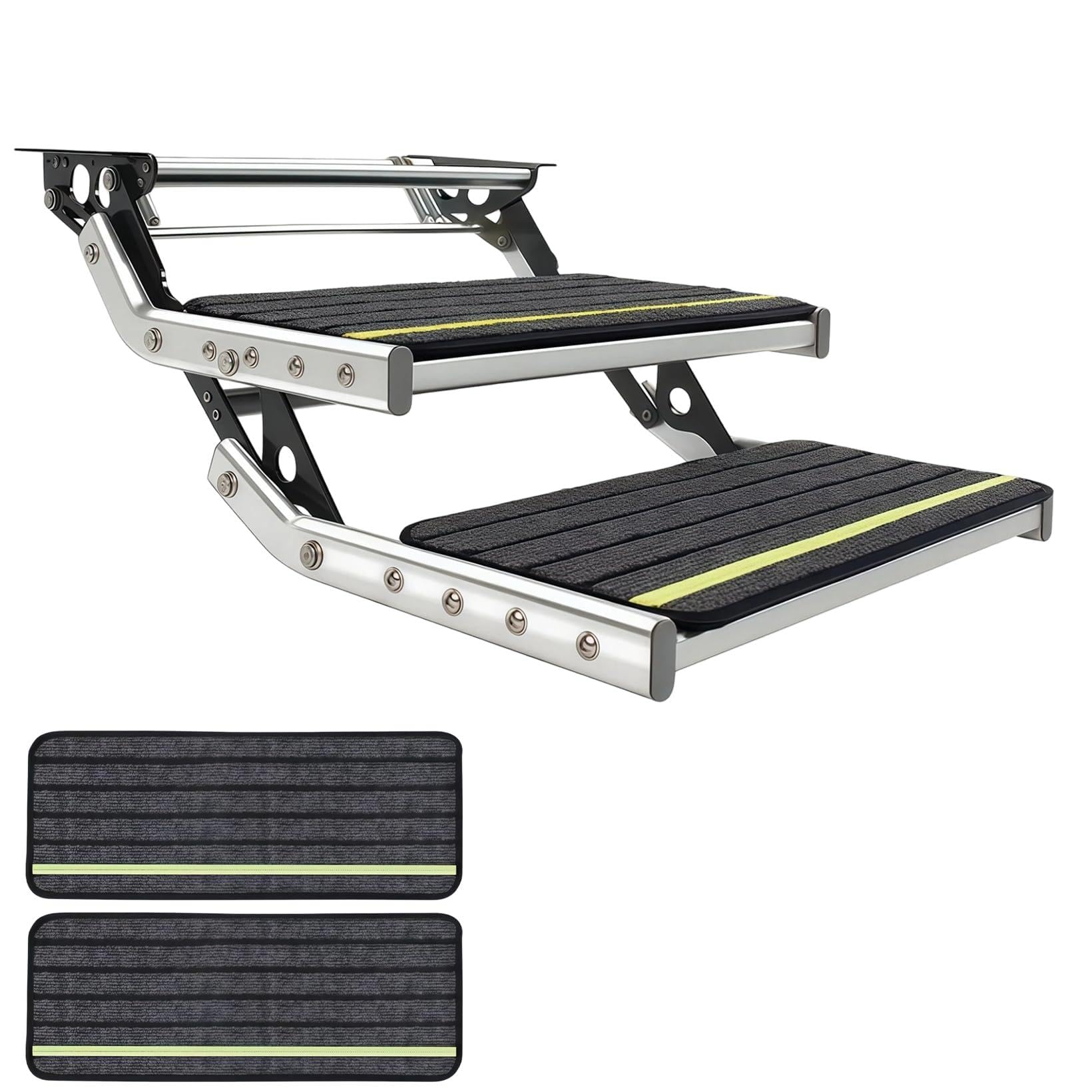 Marchepied Manuel Pliable pour Caravane avec Tapis antidérapant, Double Couche, pour Camping-Car, Caravane, remorque, Charge maximale : 200 kg