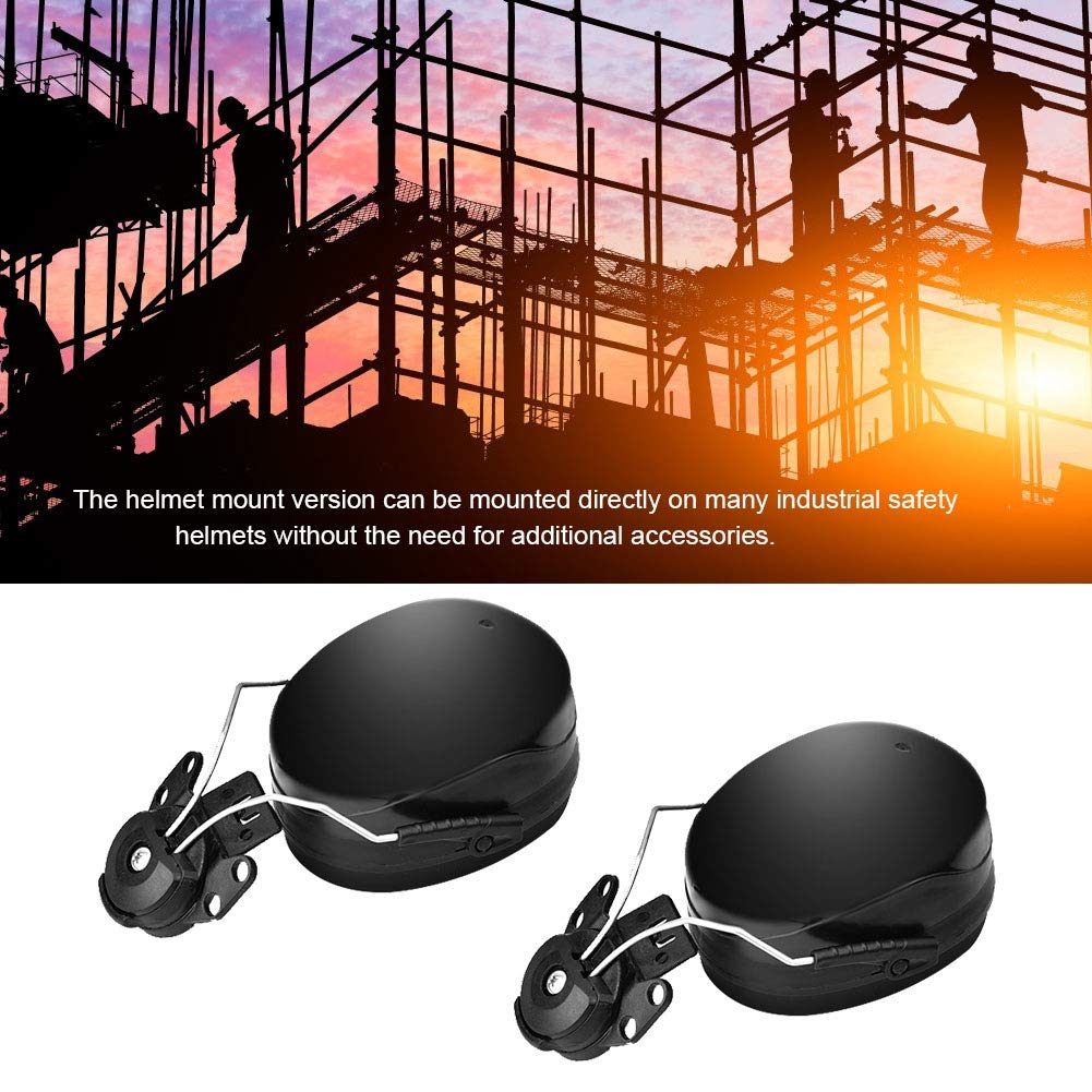 JTLB Casco Negro con Protectores Auditivos Orejeras Casco Duro Orejeras Reducción de Ruido Accesorio de Orejera Insonorizado Protección para los Oídos