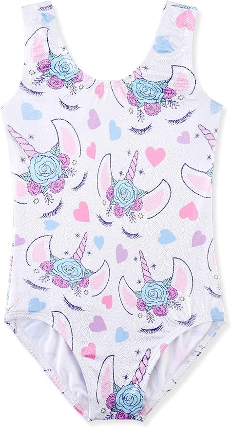 HOZIY Gymnastics Leotards for Girls Toddlers Kids Sleeveless Tumbling Outfits for Dance Print