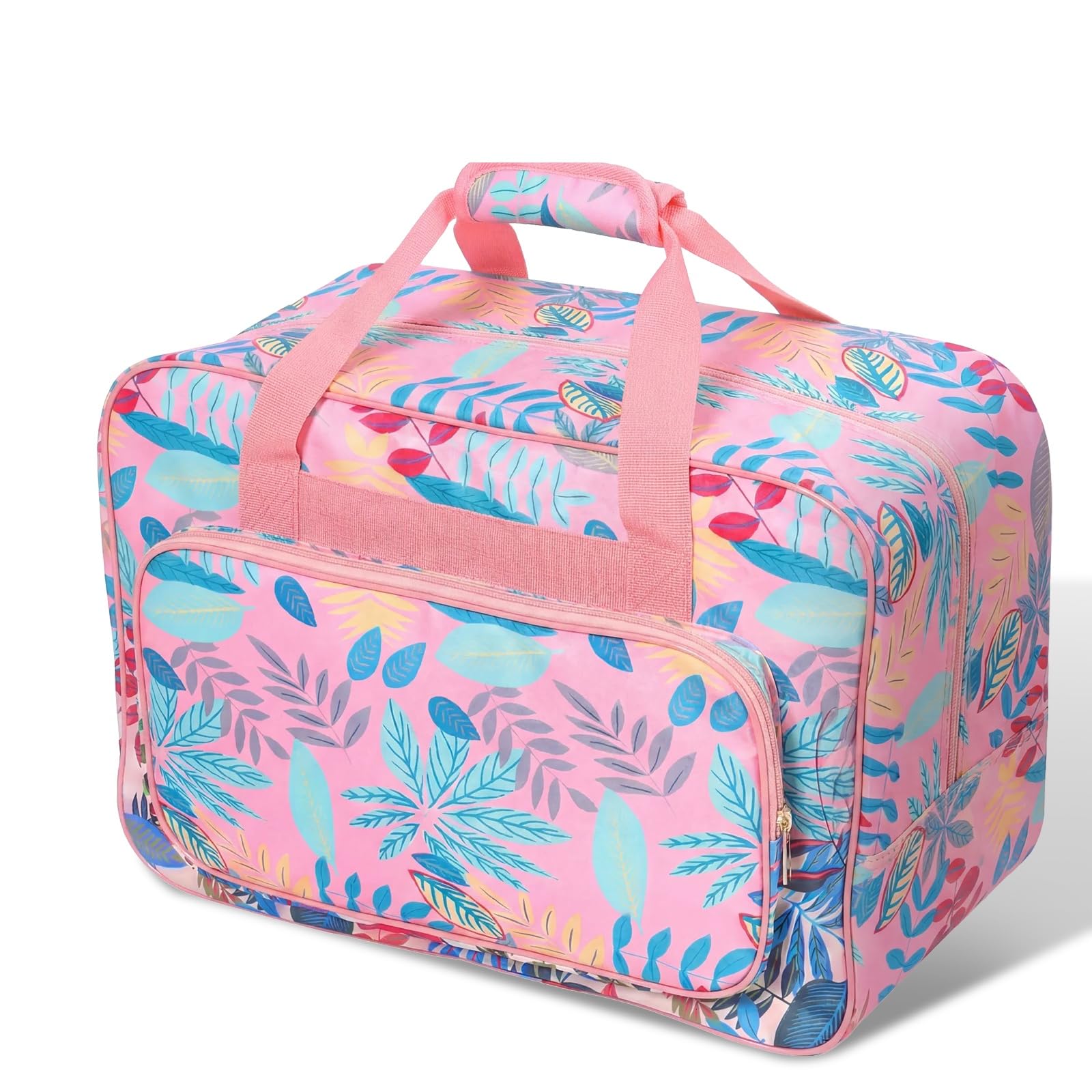 shaojian Universal Sewing Machine Bag, Water-Resistant Oxford Sewing Carrying Case with Accessory Pockets, Portable Storage Dust Cover Fits Most Standard Machines(Pink)