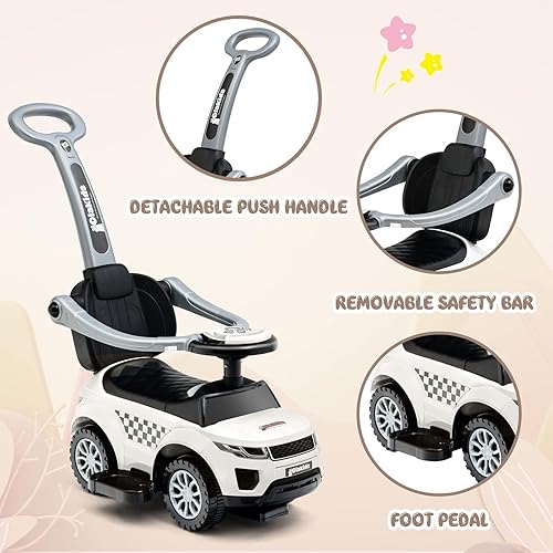 Miniatura 4 de OLAKIDS Coche de empuje 4 en 1, cochecito para niños pequeños, juguete deslizante para caminar con bocina, música, luces, manija de barandillas