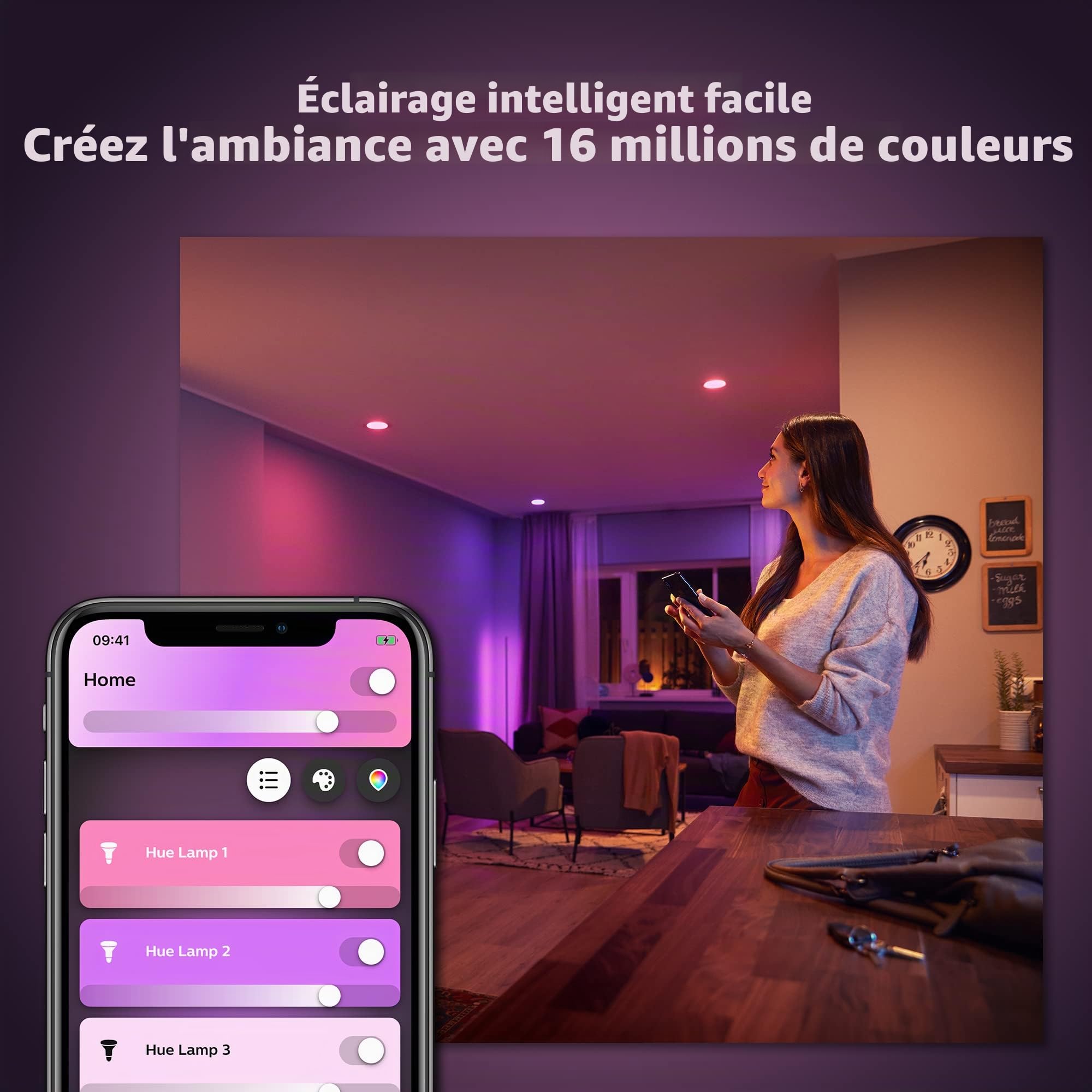 Philips Hue bouton télécommande Tap Dial Switch, blanc, permet le contrôle de plusieurs pièces ou une zone+Philips Hue White and Color Ambiance, ampoule LED connectées GU10 4.3W Bluetooth