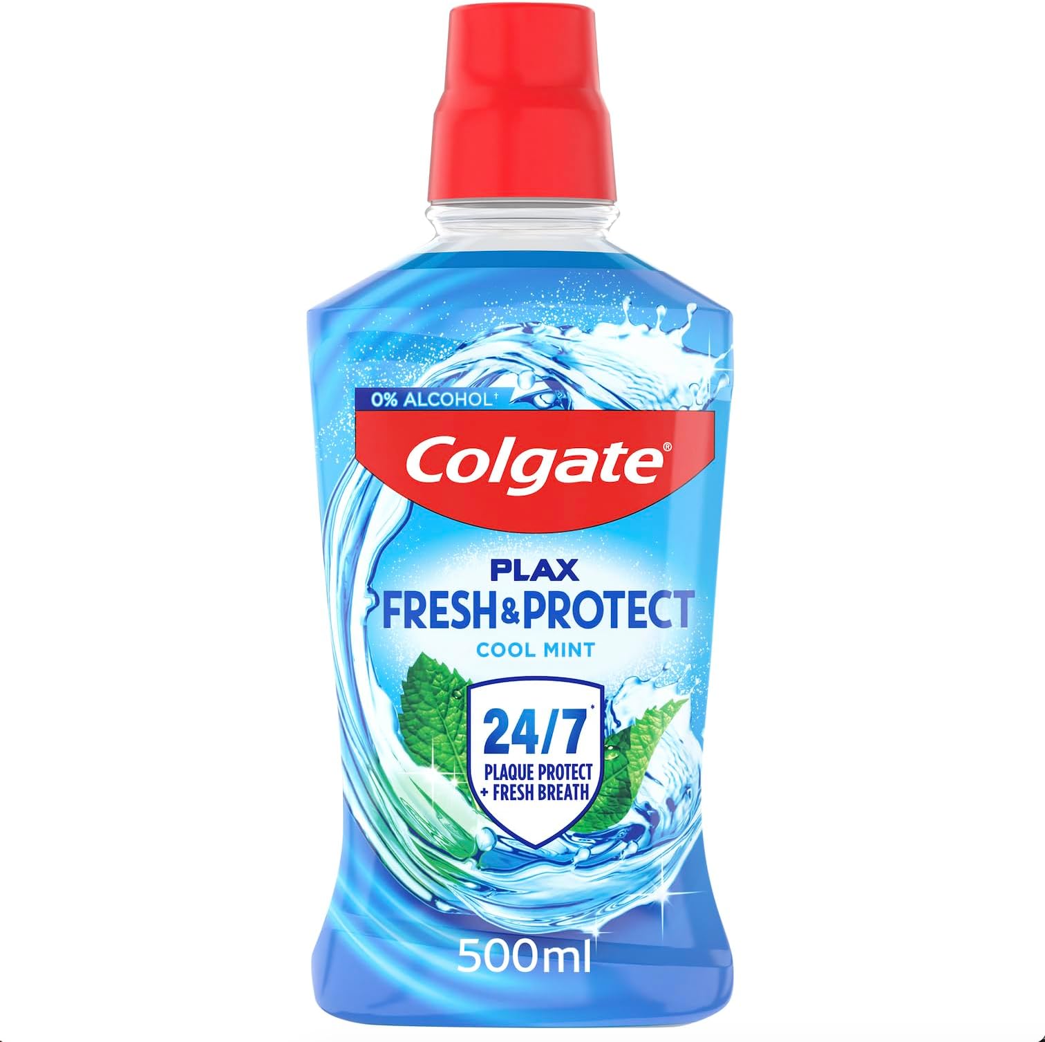 Colgate Plax Cool Mint Mouthwash 500ml - Fresh Breath mouthwash - Instant Long-Lasting Freshness - no Burn Experience - 24/7 Plaque Protection When Used Twice Daily - clinically Tested by Dentists