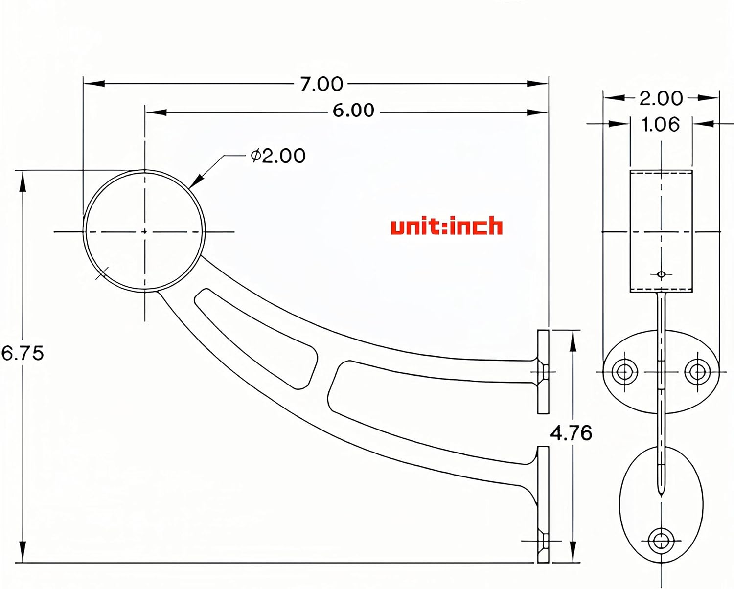 Stainless Steel 304 Bar & Floor Mount Combination Foot Rail Bracket ,Fits 50.8mm/2inch OD Bar Foot Rail Tubing Furniture Hardware with Screws (Matte Black, 1Pack)
