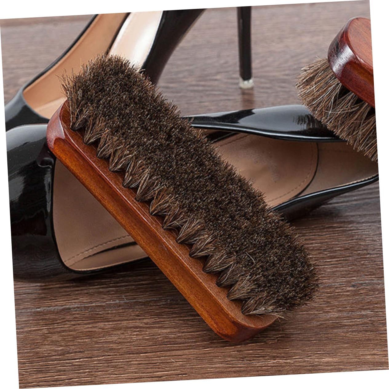 COLLBATH 10pcs Horse Hair Shoe Brush Multi-Functional Cleaning Tool for Shoes and Accessories Handle Soft Bristles for Polishing and Care
