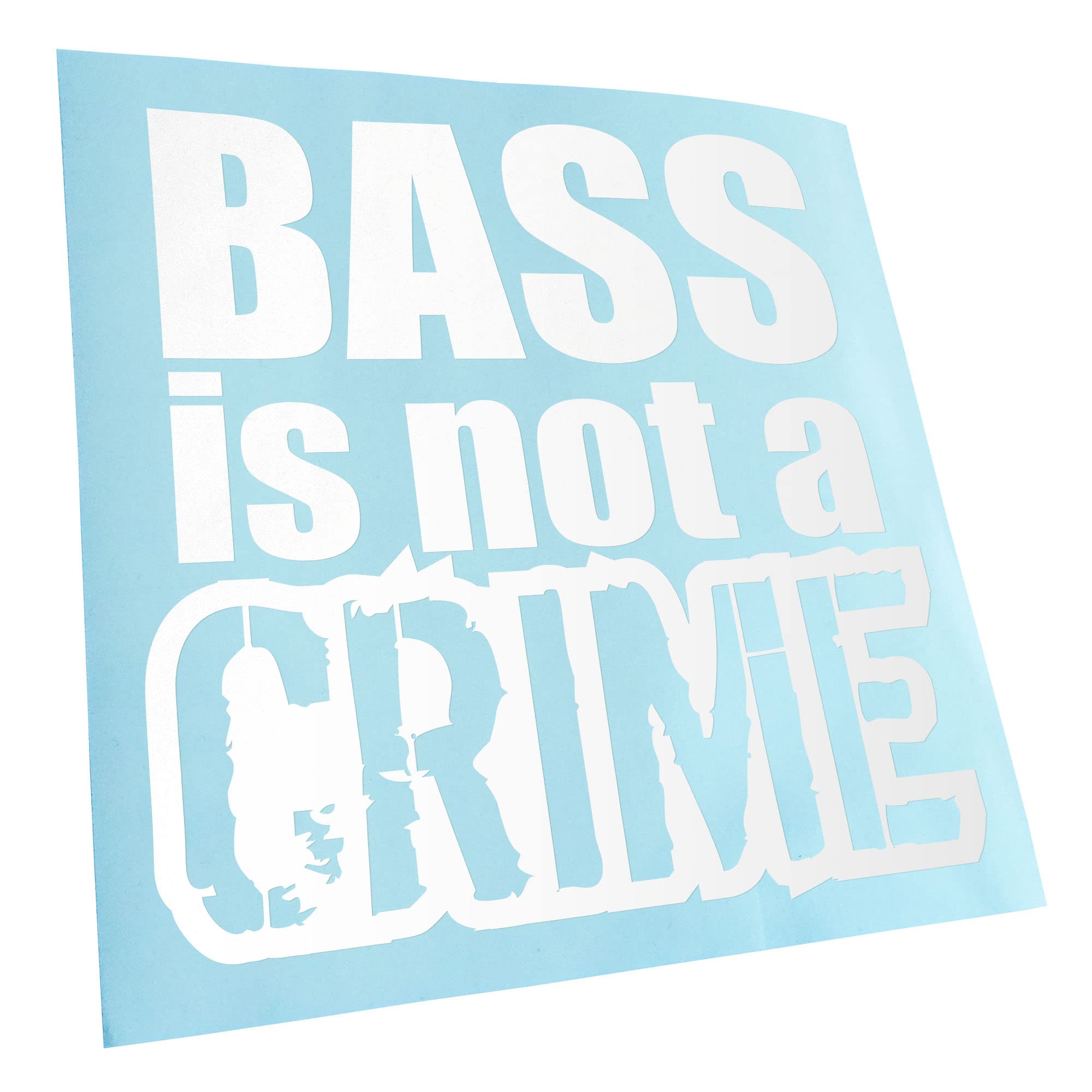 Kiwistar - Car Sticker - Bass is not a Crime - White - 60 x 60 cm - Rear Window Car Sticker Weatherproof for Car Truck Moped Truck - Sticker Exterior Self-Adhesive Tuning Accessories for Window