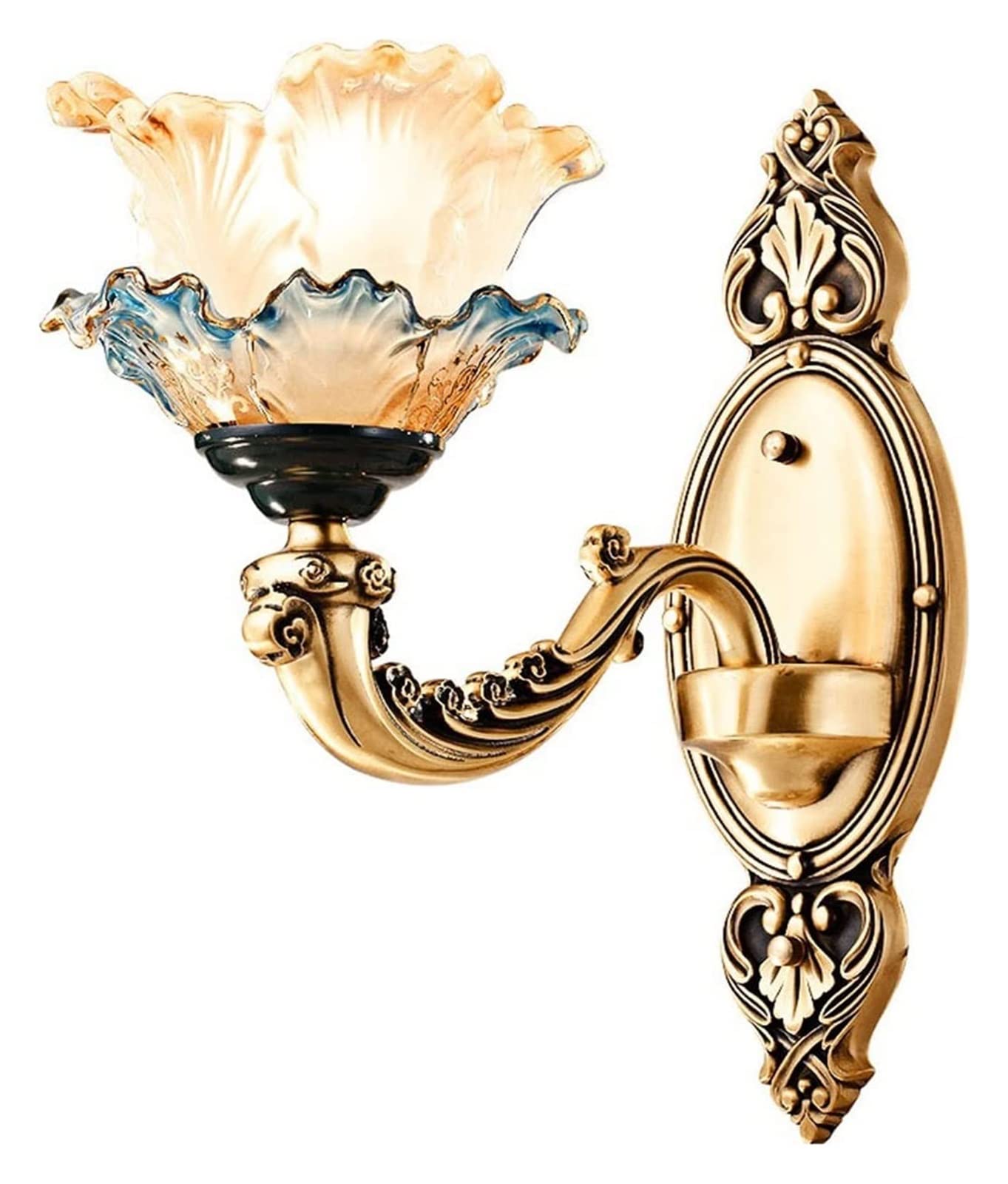 ZTCHSENZT Wall Lamp Light European Style Light Luxury Atmospheric Copper Decorative Hallway Lighting Fixture Glass Lampshade Wall Light