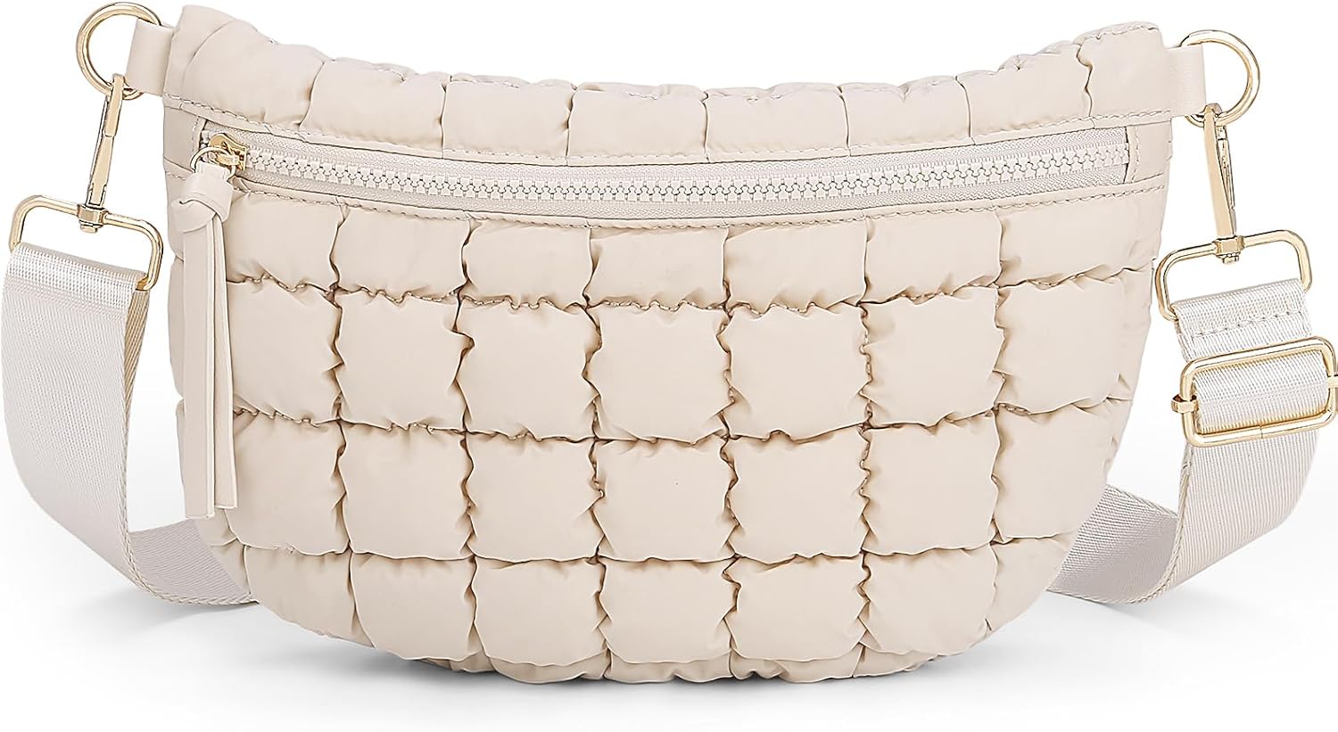 HiTotes Quilted Crossbody Bags for Women Bum Bag Puffer Sling Bag Nylon Crossbody Purse