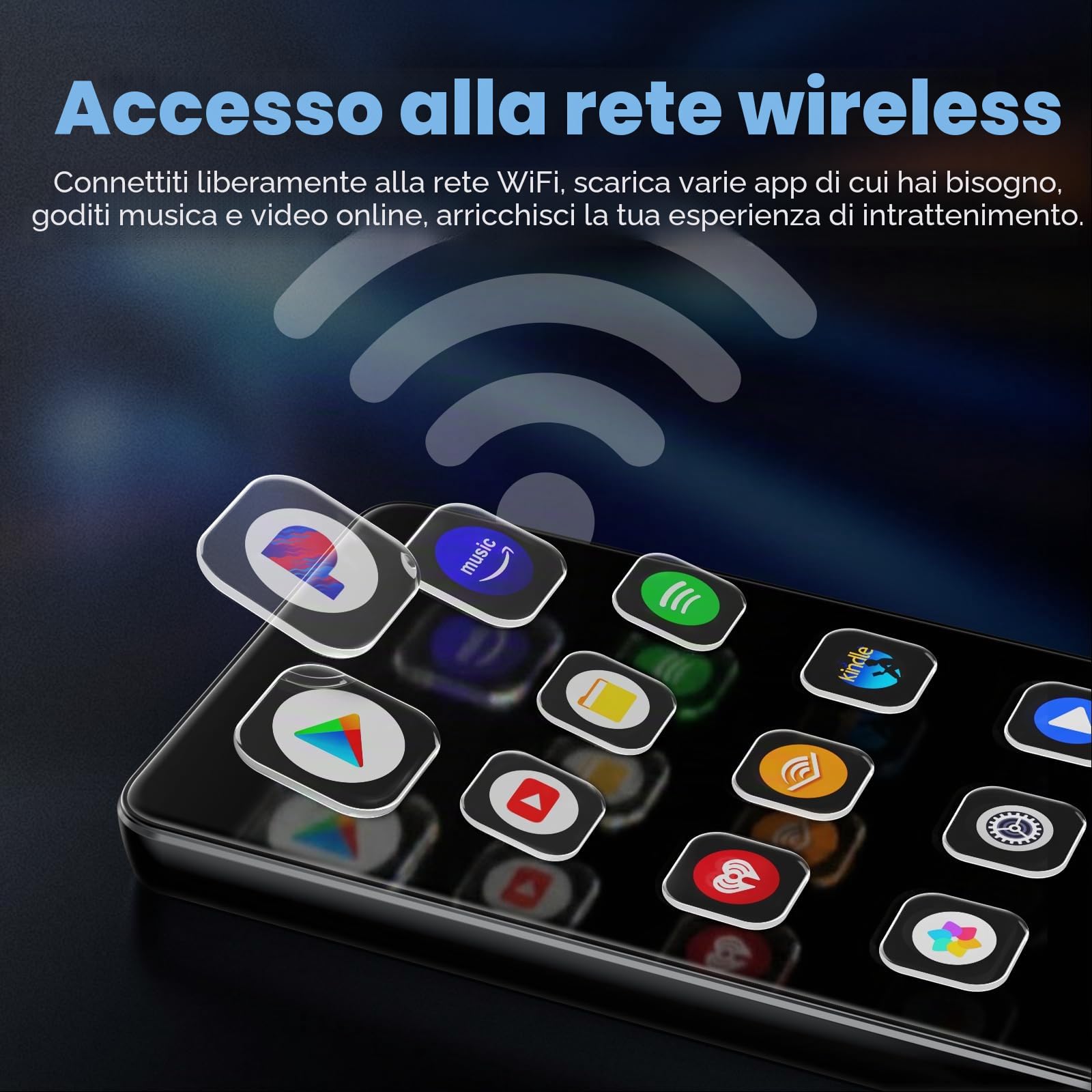 Diofox Lettore MP3 con Bluetooth e WiFi, sistema operativo Android 13, 3+32GB di memoria, lettore MP3 MP4 con touchscreen da 4,02 pollici, Spotify, Amazon Music, Deezer, Play Store, fino a 512GB-Nero