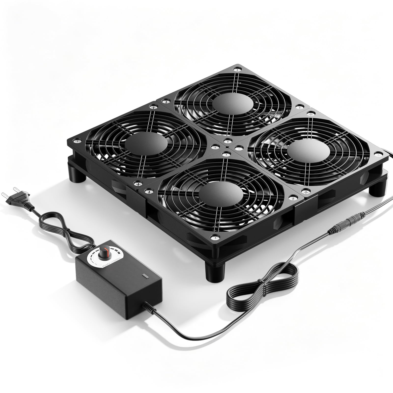 120mm*4 PC Lüfter Gehäuselüfter 12V, Einstellbare Geschwindigkeit Kontrolle Computer Lüfter, 220V 3000 RPM, für Laptop TV Router Serverschrank Netzwerkschrank Verstärker Belüftung