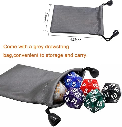 Miniatura 4 de Handan 6 Piezas D20 Dados Poliédricos, Dados DND de 20 Caras, Dados Grandes de Perla de 22mm Mezcla de Colores, Conjunto de Dados D&D de 20 Caras