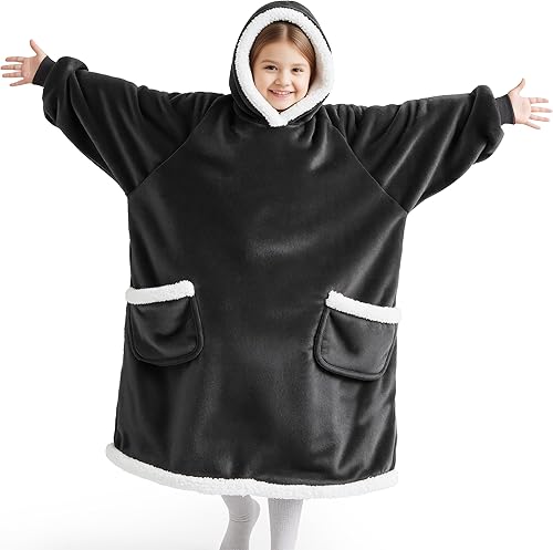 Vista 64 de Bedsure - Manta corta de sherpa para llevar puesta