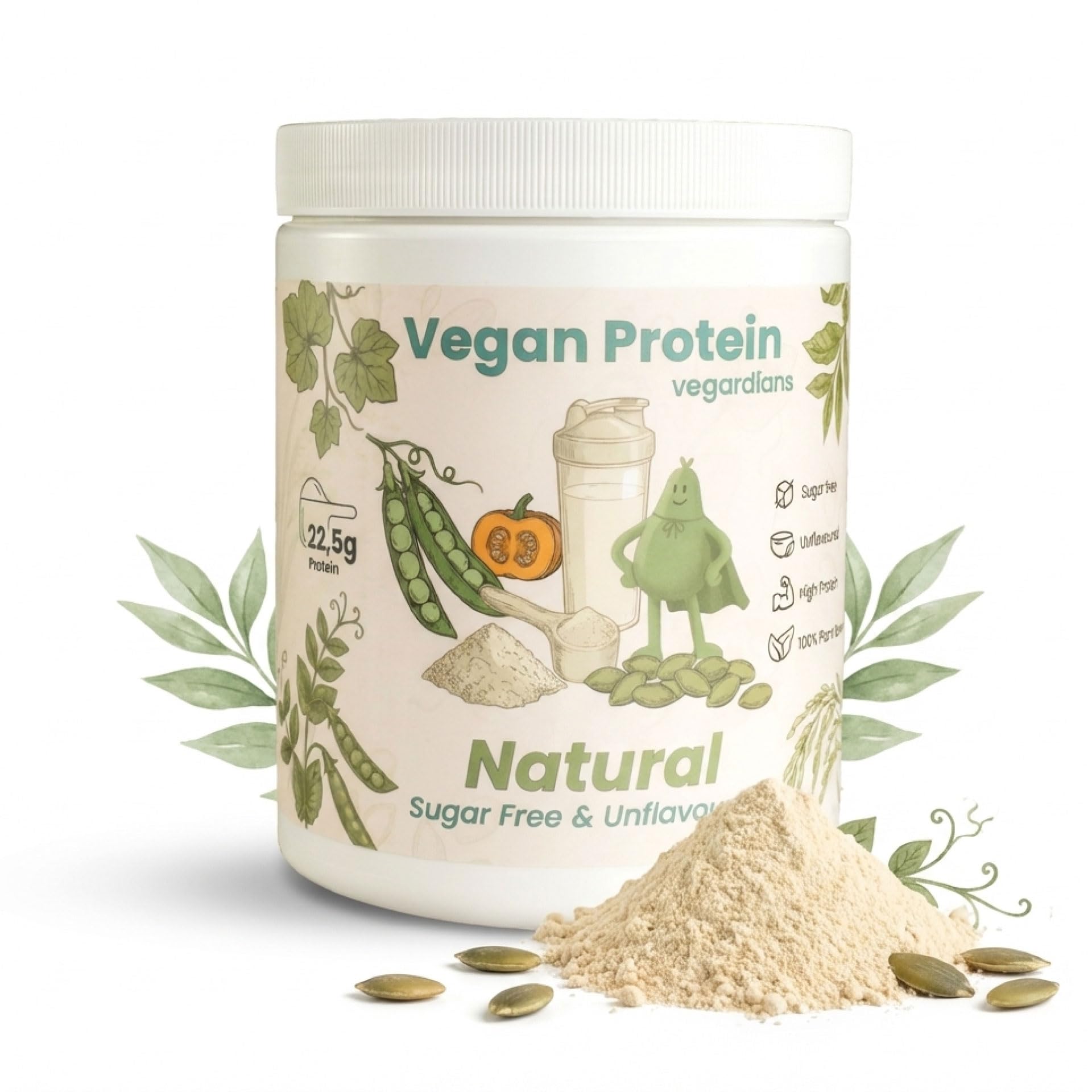 Veganes Proteinpulver Natural 500g – Pflanzliches Eiweißpulver ohne Zusatzstoffe, Laktose, Gluten & Aromen. Premium-Qualität mit reduzierte Clean Label Rezeptur