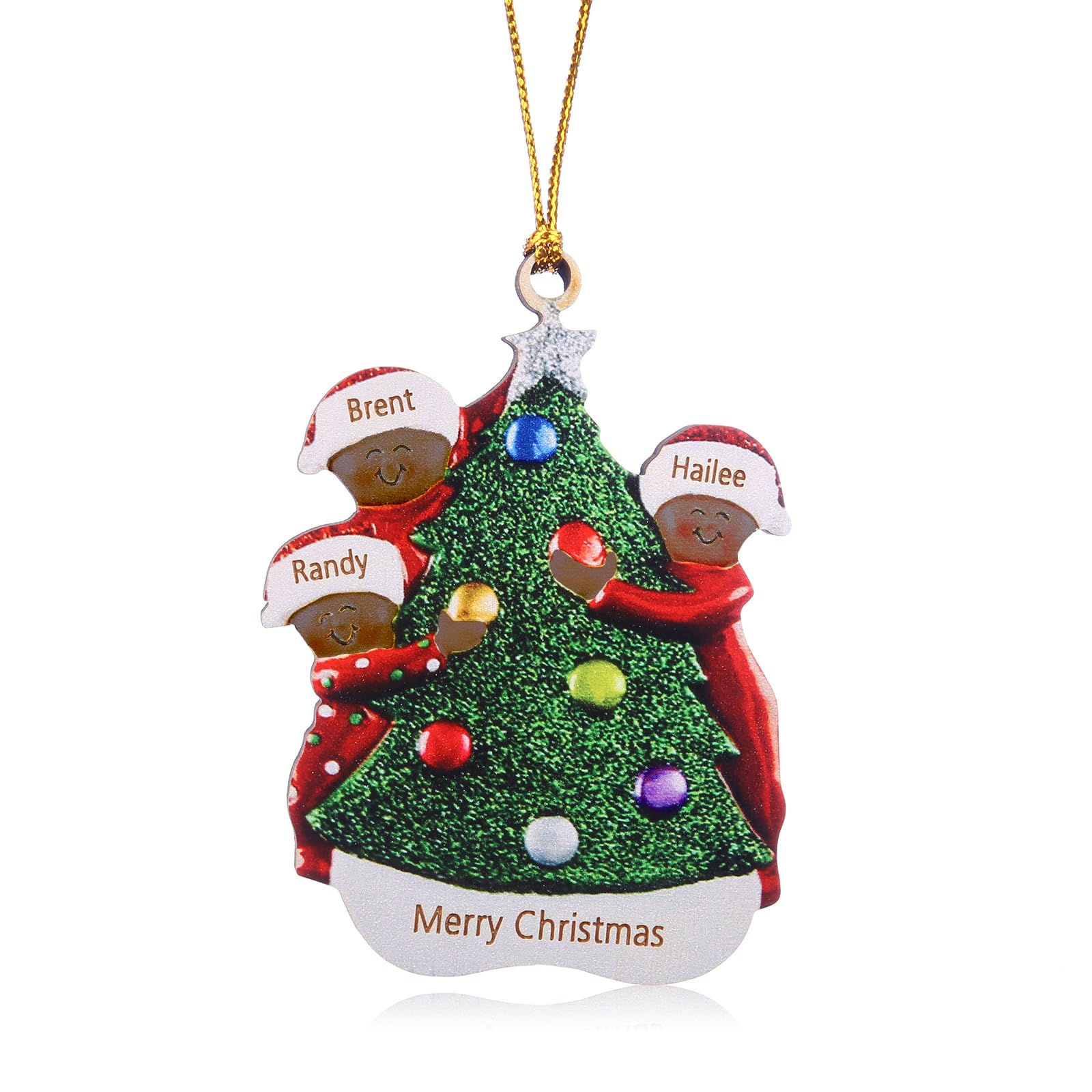 Wamantic Personalised Christmas Decorations, Custom Christmas Ornaments Family of 2-8 Name, Personalised Christmas Tree Ornament Decorations Creative Xmas Ornaments Home Decorations (Color-6, 3-Names)