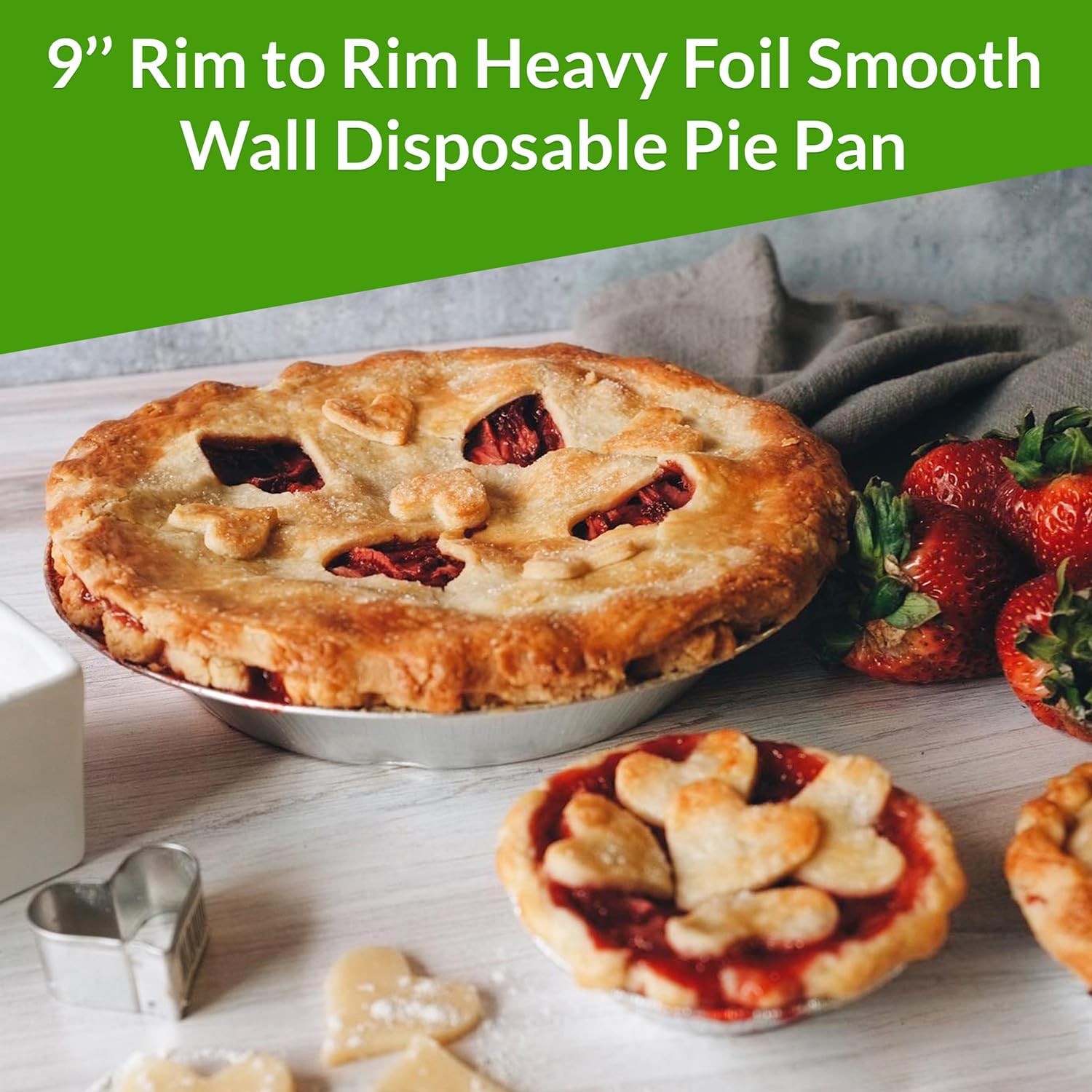 KitchenDance 9 Inch Heavy Duty Aluminum Pie Tins - Oven and Freezer Safe Disposable Pie Pans - Ideal for Restaurants and Bakeries - Reusable and 100% Recyclable Gauge Aluminum - 409 (50, Silver)