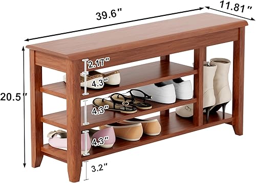 Miniatura 3 de with Space for Boots,Shoe Rack, Shoe Bench, 3-Tier,Wooden Frame,flip-up Storage Compartment,Hidden Storage,Space-Saving,Entrance, Corridor,Front