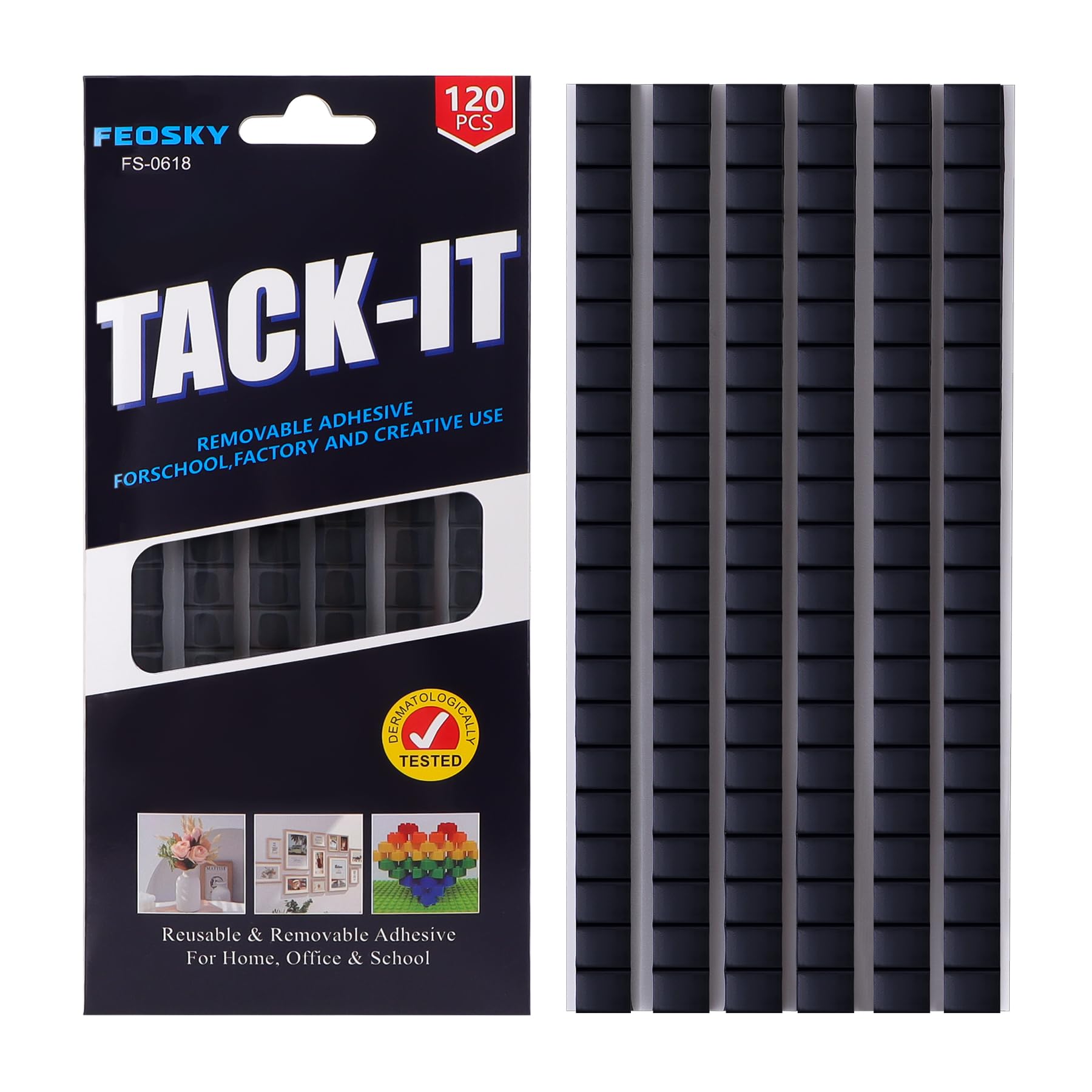 Feosky Adhesive Poster Sticky Tack Putty, Reusable and Removable Adhesive Putty, 120PCS, Mounting Putty for displaying Wall Paintings, Museum Art