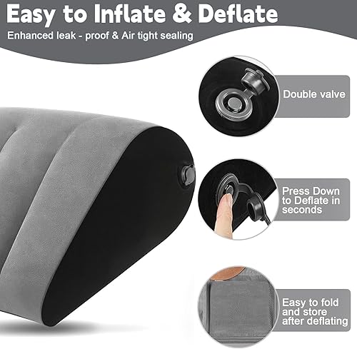 Miniatura 7 de TheClover Almohada inflable portátil de cuña para acampar, almohada inflable ultraligera para cuello, pierna, soporte lumbar para dormir, viajar,