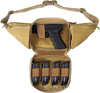 XCSY Concealed Carry Pistol Pouch -, Fanny Pack Holster, Fanny Pistol Purse, Multi-Functional Gun Bag,Suitable for Almost Full-Size Pistols, Such As 1911, Etc (Tan)