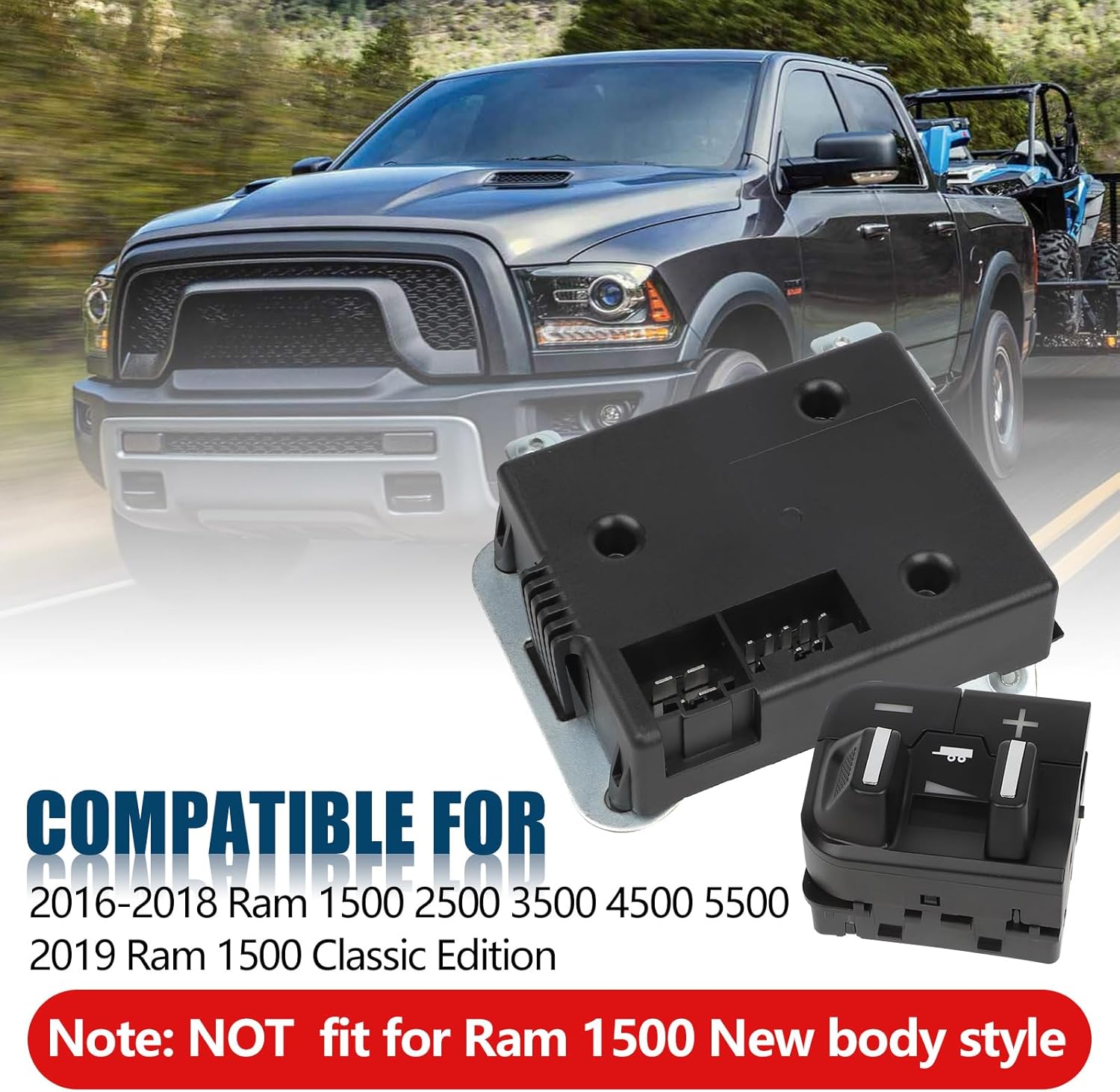 82215040AB Integrated Trailer Brake Control Module Kit Compatible with 2016-2018 Ram 1500 2500 3500 4500 5500 for 2019 Ram 1500 Classic in-Dash Trailer Brake Controls Module