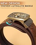 Beltroad Mens Ratchet Western Belt Leather Cowboy Belts for Men with Automatic Western Buckle Belt for Jeans Christmas Gifts