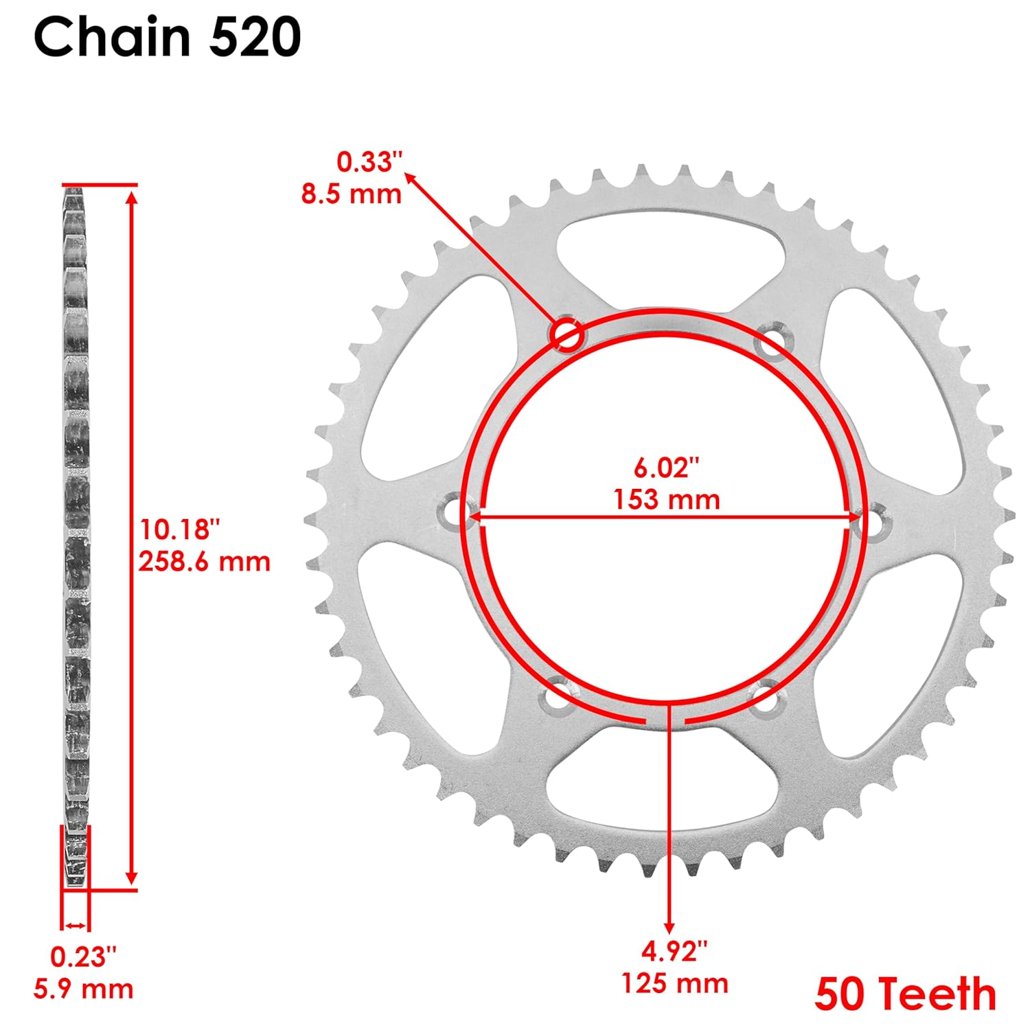 Caltric Drive Chain and Sprockets Kit Compatible with Yamaha WR450F 2007-2020