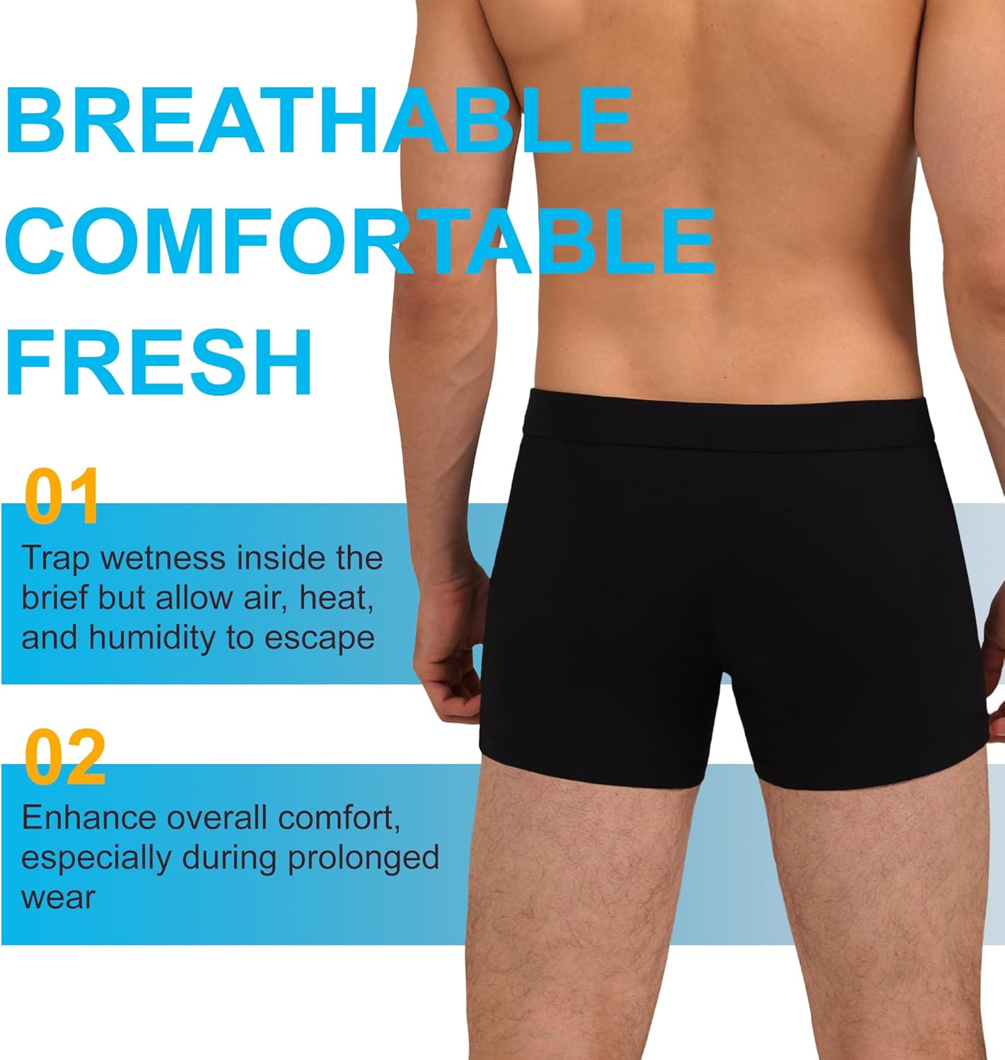 Incontinence Underwear for Men Washable Urinary Leak Proof Absorbent Boxer Brief Male Bladder Leakage Protection 3 Pack (Black XXL) - Image 3