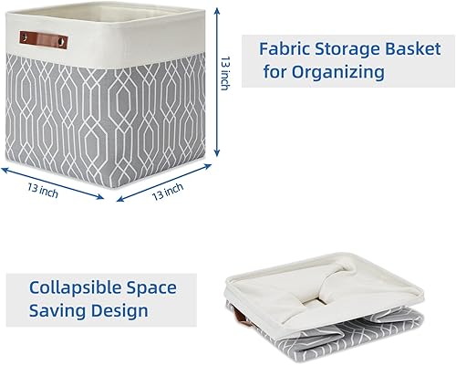 Miniatura 7 de Temary Cestas plegables de almacenamiento de 13 pulgadas para organizar, cestas de almacenamiento para estantes, paquete de 4 cubos de