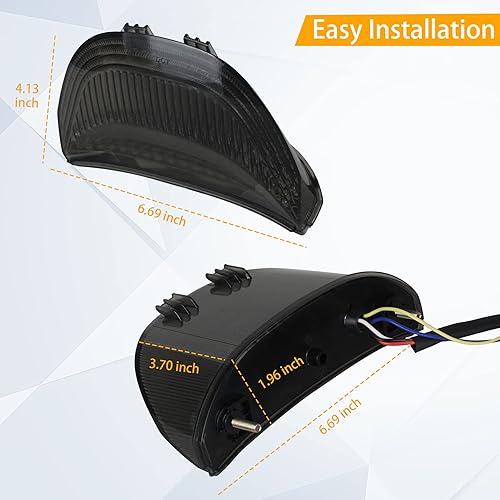 Miniatura 6 de QUASCO Luz trasera de freno LED ahumada con señal de giro compatible con Honda CBR600RR 2003-2006, CBR1000RR 2004-2007