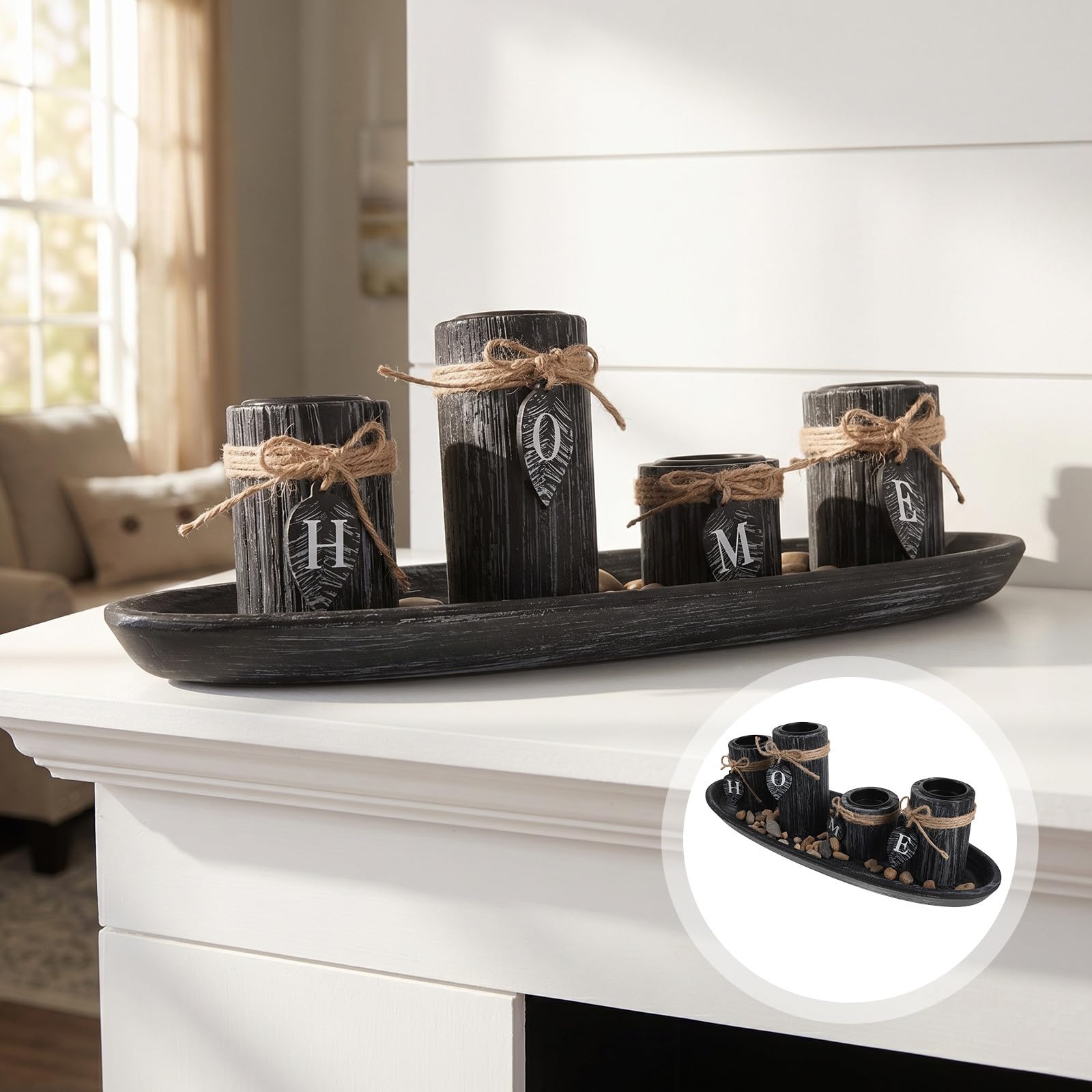 Portacandela in Legno Decorativo con Foro 1,57" per Tavolo