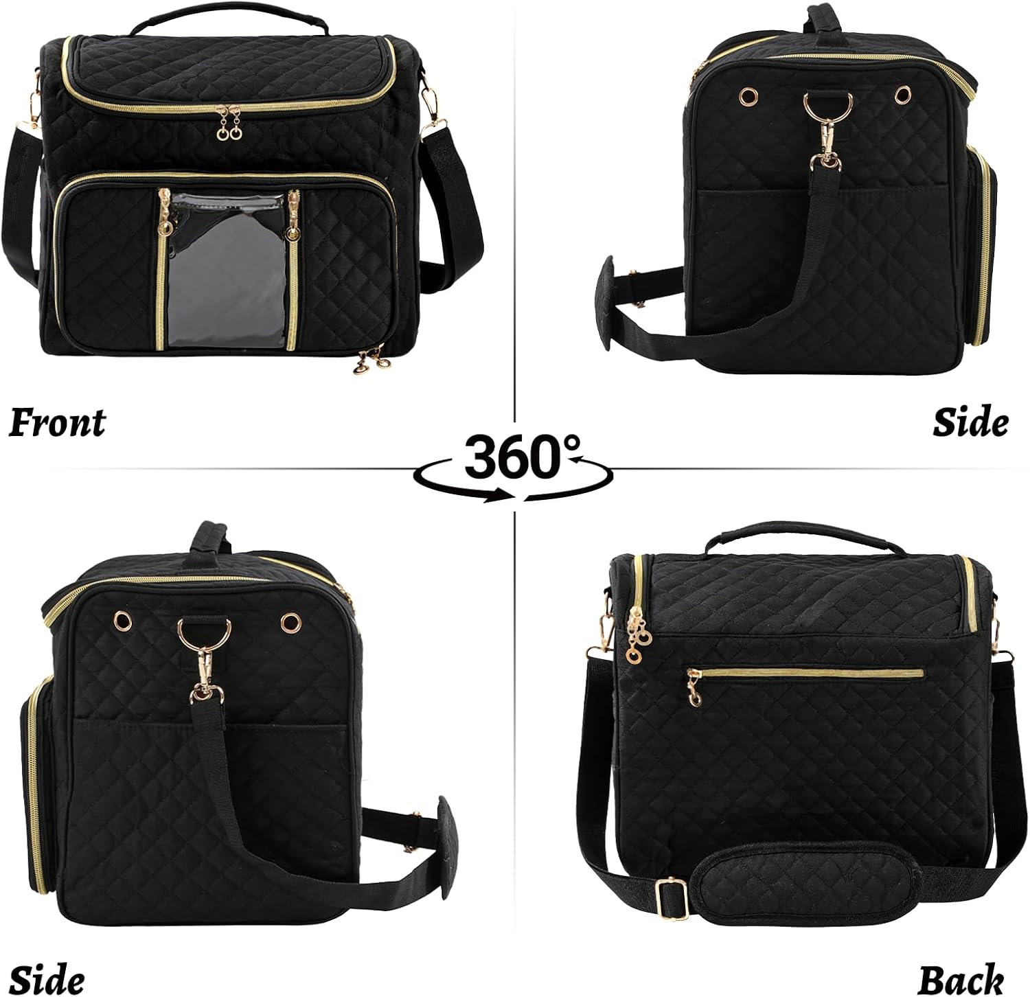 Knitting Bag- Crochet Bags for on The go,Yarn Storage Organizer, Perfect for Knitting and Crochet Accessories（black）