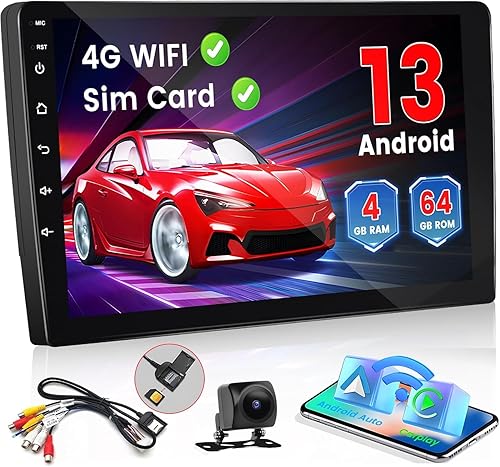 Hikity Estéreo Android para automóvil de 10.1 pulgadas, pantalla táctil, radio de coche, receptor de audio de coche de doble DIN con navegación GPS,