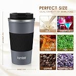 KETIEE 12 oz tasse à café, tasse de voyage à vide double paroi, tasse à thé avec limace, 304 Coupes de café isolantes en acier inoxydable pour café Cola Thé au lait (Grey)