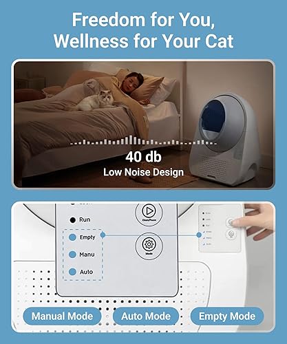 Vista 12 de CATLINK Caja de filtro para caja de arena automática para gatos autolimpiante, reduce el olor, 2 filtros en el interior, desmontaje simple