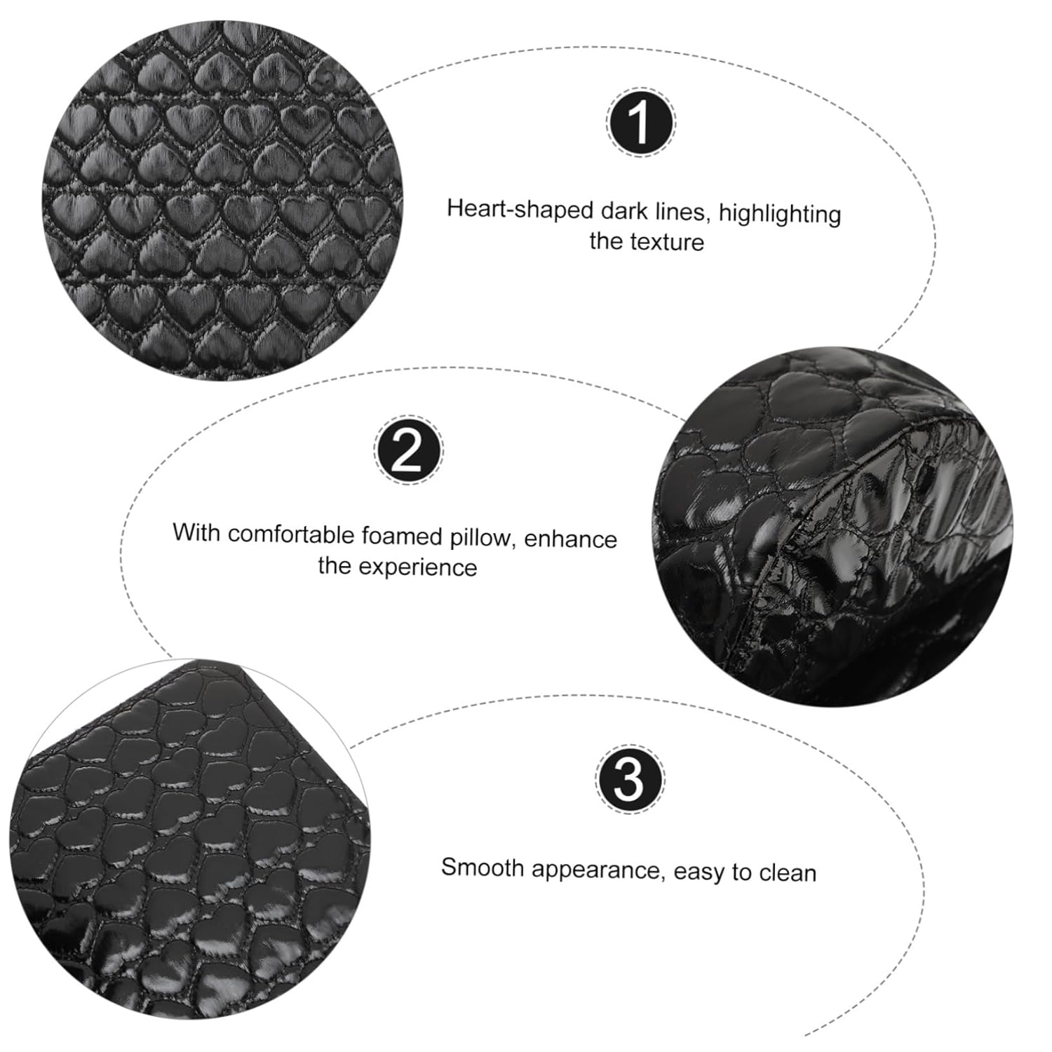 SAFIGLE Heart Pattern PU Cushion Manicure Hand Pillow Mat Set 2pcs Nail Art Wrist Cushion for Professional and Home Use Black Color