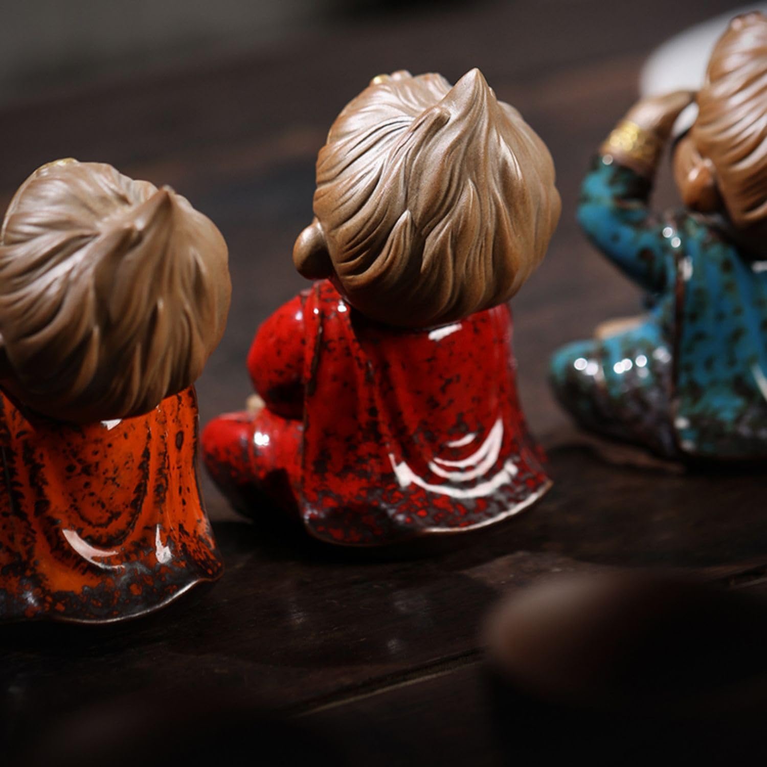 figurki zwierzątek， Zestaw 4 zabawnych figurek w kształcie małpy, ceramiczny zestaw do herbaty, akcesoria do rękodzieła, dekoracja stołu