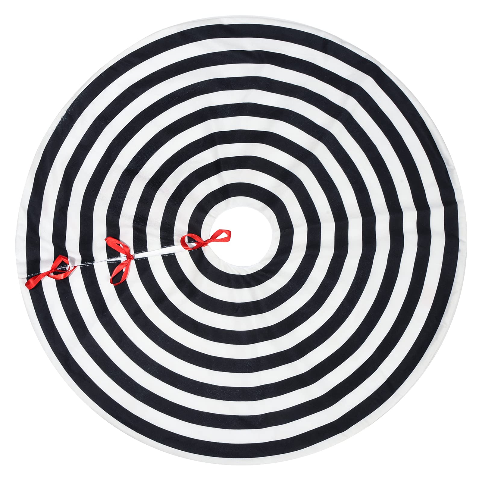 Rbenxia 29 inch Christmas Tree Skirt Halloween Tree Skirt Black and White Annual Rings Tree Mat for Halloween Xmas Holiday Party Decoration Supplies