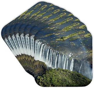 Set of 8 Coasters - Soft - Victoria Falls and Zambezi River, Zimbabwe, Zambia Border, Africa. Waterfalls