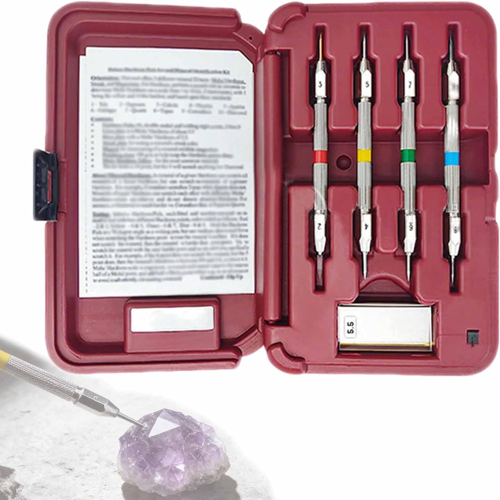 XNZJHPP 4-Pack Mohs Hardness Pen Kit for Gem & Mineral Testing, Scratch Tester 2-9 with Storage Box, Ideals for Jewelry, Jade, and Industrial Use