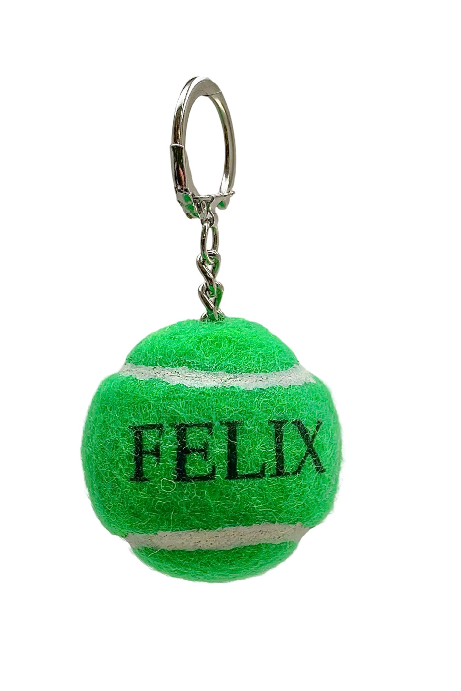 Price of Bath Personalised Colourful Mini Tennis Ball Keychain, in 7 Colours | Custom Printed Named Keyring for Kids Backpacks & Sports Bags | UK Made Tennis Cloth | Unique Gift! (Green)