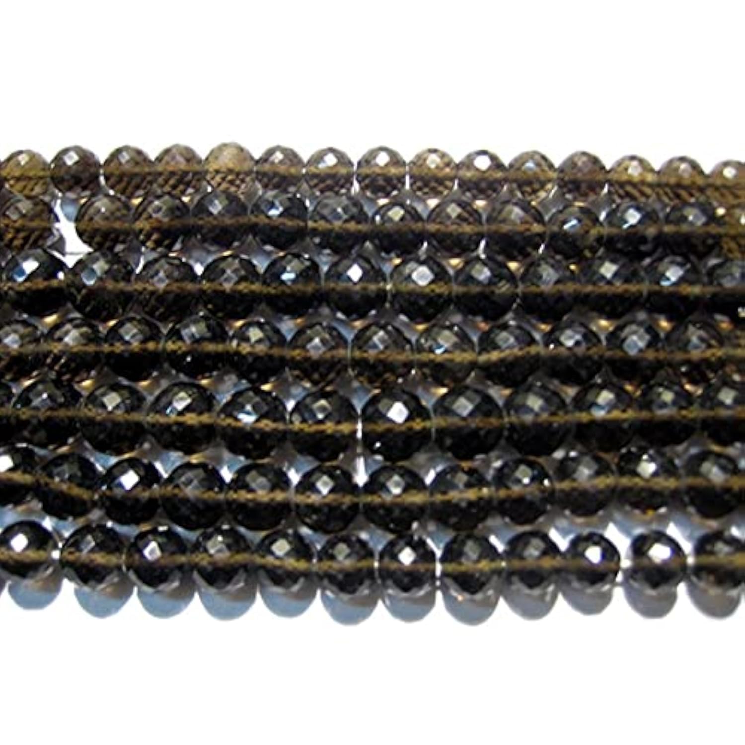Quartz fumé 8 mm en rondelles facettées pour création de collier en pierres naturelles