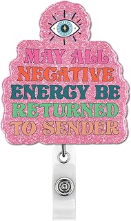 Evil Eye Gifts Badge Reel Retractable, May All Negative Energy Be Returned to Sender ID Badge Holder with Alligator Clip for Friend Coworker Therapist School Counselor Nurse Teacher Doctor