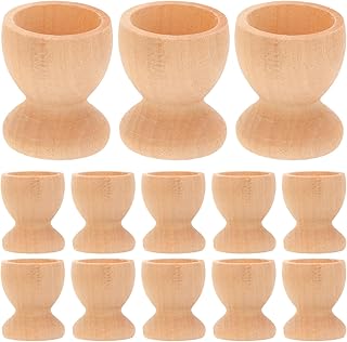 balacoo 24pcs Wooden Egg Cup Holders Wood Egg Stands for Hard Boiled Eggs Storage Container Tabletop Cups for Hard Soft Boiled Breakfast and Brunch