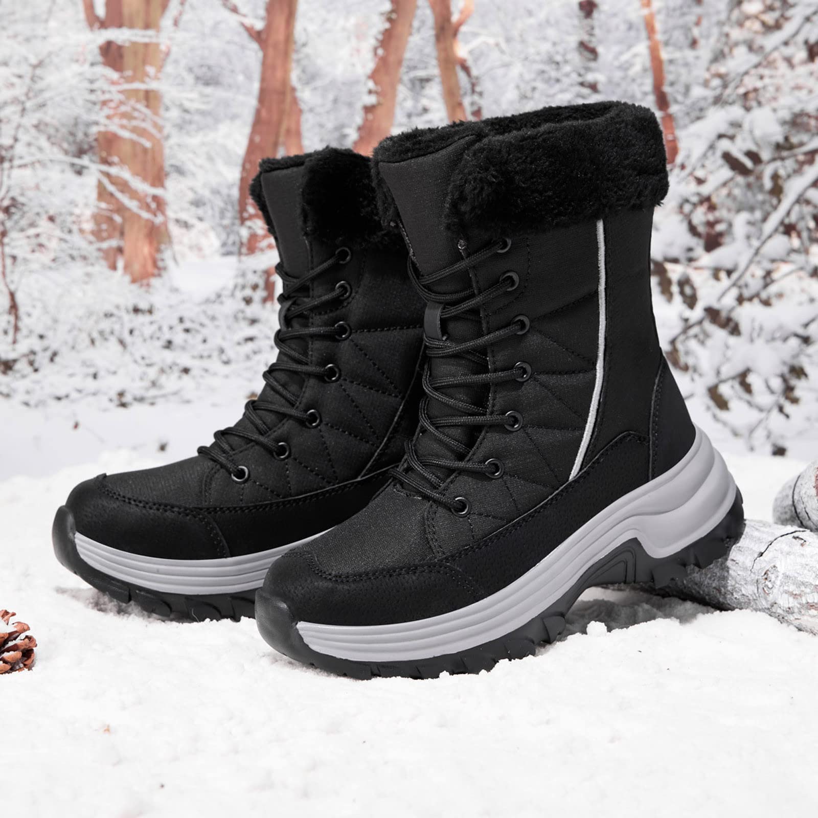 Stivali Donna Invernali,Stivaletti da Neve Pelose Fodera Calda,Antivento Stivali da Passeggio, Moda alla Caviglia Scarponcini con Pelliccia Sintetica