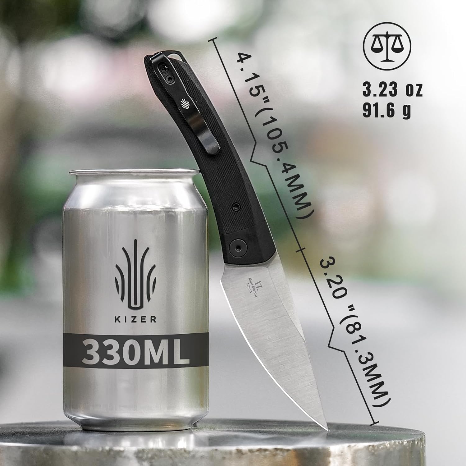 Kizer Mini Momo EDC Pocket Knife, 3.2” Nitro V Blade Pocket Folding Knife with Aluminum+G10 Handle, Front Flipper EDC knife with Pocket Clip for Men Women, Camping Hunting Survival Knives V3663M1