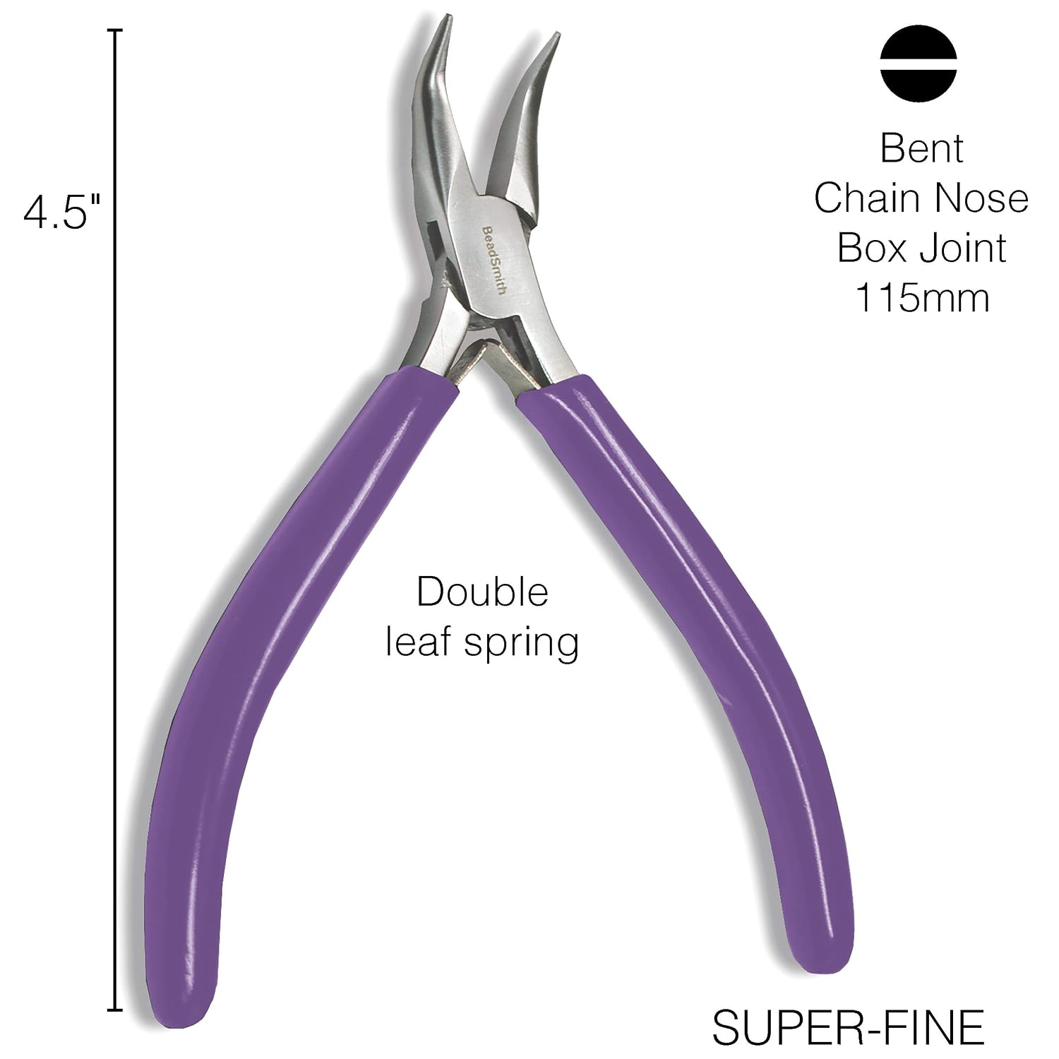 The Beadsmith Spring Loaded Pliers with Purple Handle Bent Chain Nose