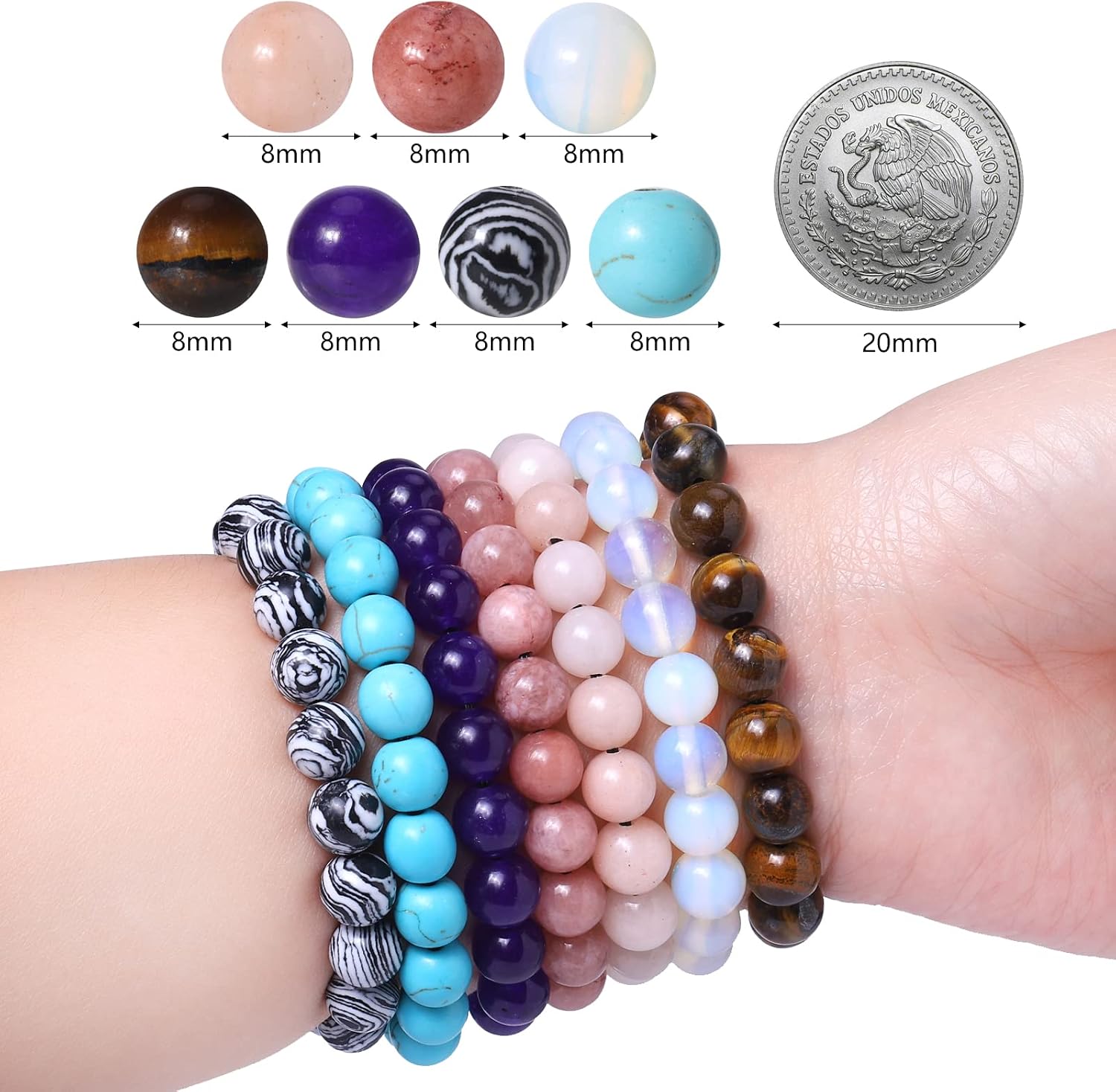 Nenjindz 8mm Blue Chakra Stone Beads,Natural Turquoise Bead for Crafting Blue Round Gemstone Beads for Brecelets Necklace Earrings Making(100pcs) - Image 5