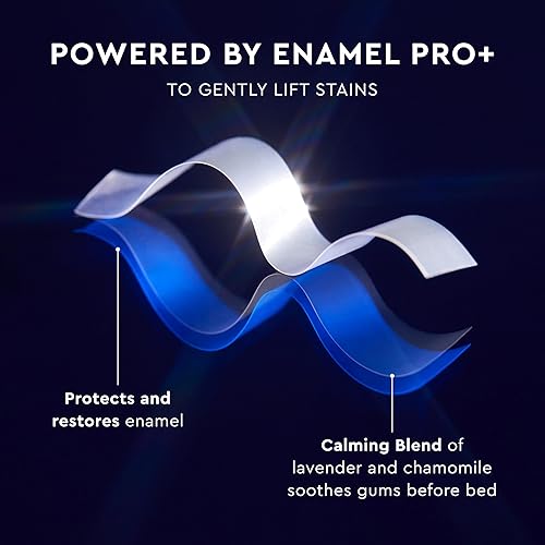 Miniatura 7 de MOON Tiras blanqueadoras de dientes disolventes, 56 tiras blancas nocturnas sin enjuague, menta medianoche, esmalte Pro+, manzanilla y lavanda,