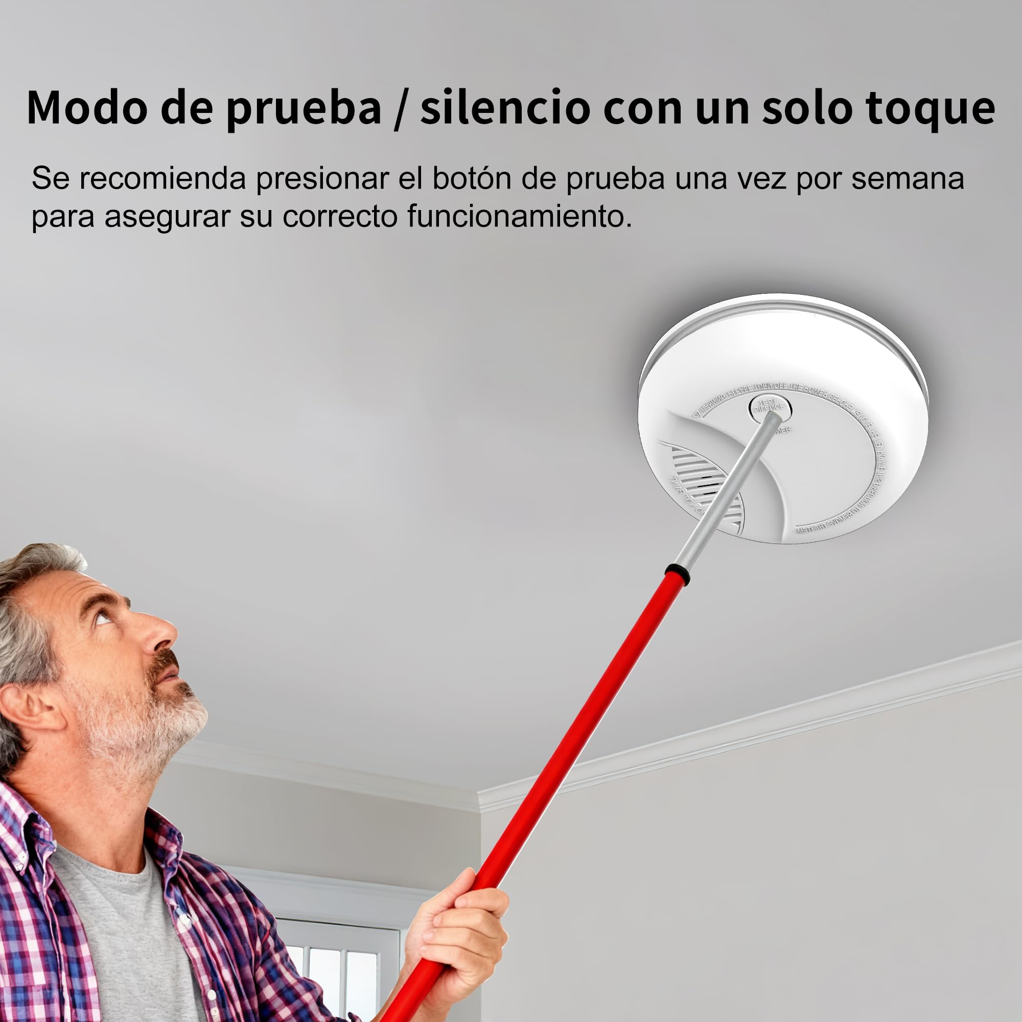 Pack de 4 Detectores de Humo para Casa EN14604 – 85 dB, Pila 9V Reemplazable Incluida, Aviso de Batería Baja, Sin Falsas Alarmas, Función Test y Silencio (4 Piezas)