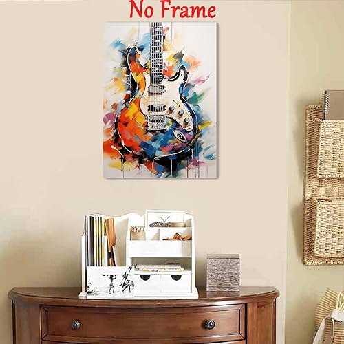 Miniatura 4 de Arte de pared de guitarra de graffiti, arte colorido de guitarra en acuarela, arte de graffiti, decoración de habitación, música estética, arte de